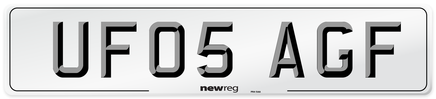 UF05 AGF Number Plate from New Reg